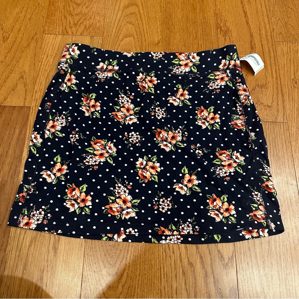 Navy Blur Floral print mini skirt with polka dots from Aeropostale.